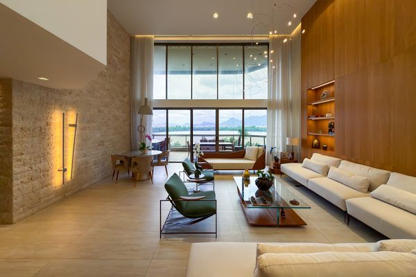 Apartamento Bernini 403m² - Sala de estar com pé-direito duplo e vista panorâmica